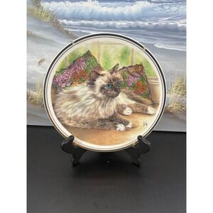 Royal Vale Ruth May Cat Collector Plate Himalayan Siamese Blue Eyes England